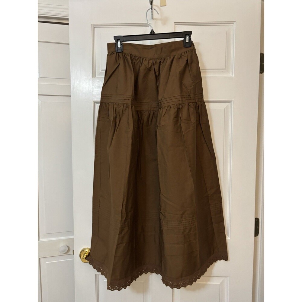 O.P.T. Brown Poplin MIDI Skirt Size 4